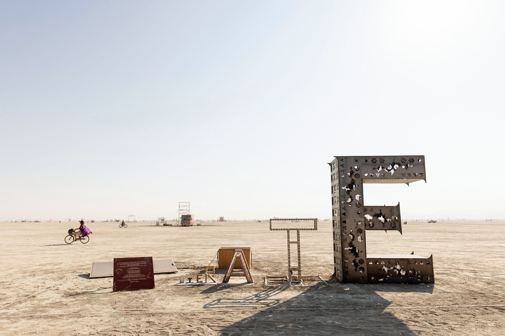 Wide shot of Project 1 installed on playa